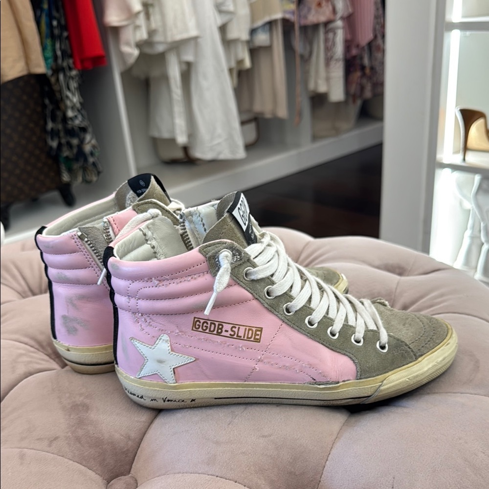 Golden Goose Pink and Gray Vintage Sneakers